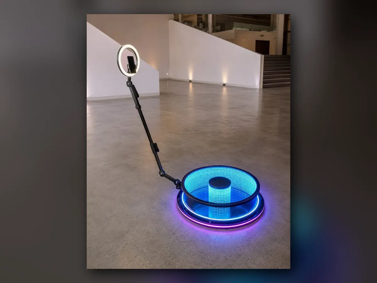 Videobooth 360 da Loop 360 completo, com plataforma e braço de câmara